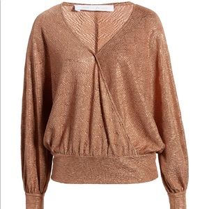 All in Favor balloon sleeve surplice top